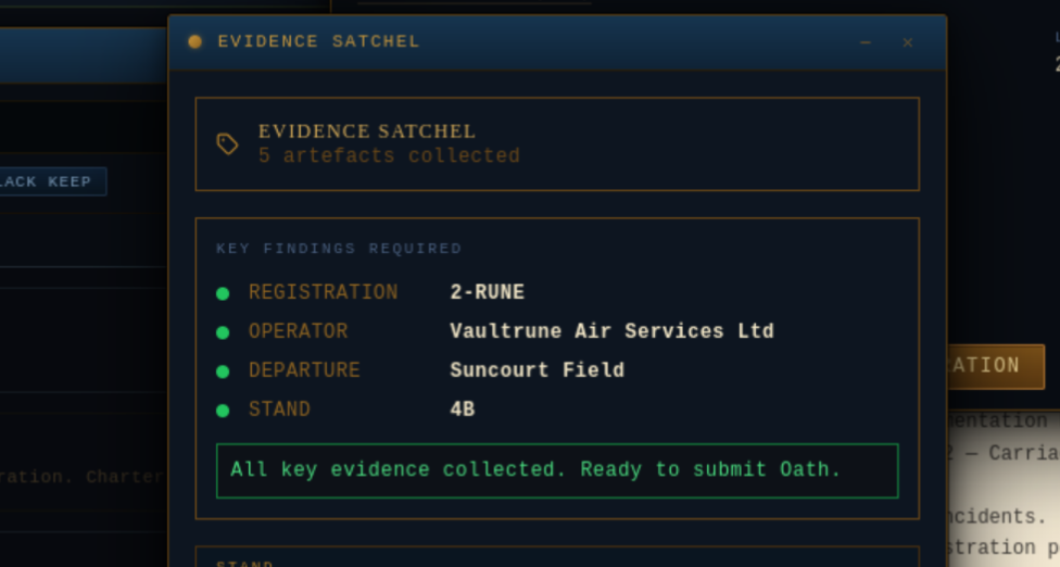 Oath Submission showing the first supported finding
